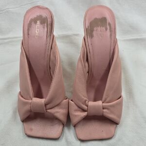 Aldo Pink Bow Mules